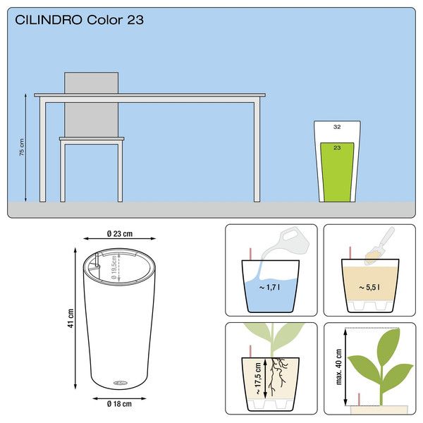 Розумний вазон Lechuza Cilindro Color 23 6 л оранжевий 13942