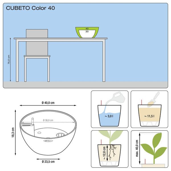 Розумний вазон Lechuza Cubeto Color 40 11,5 л чорний 13842