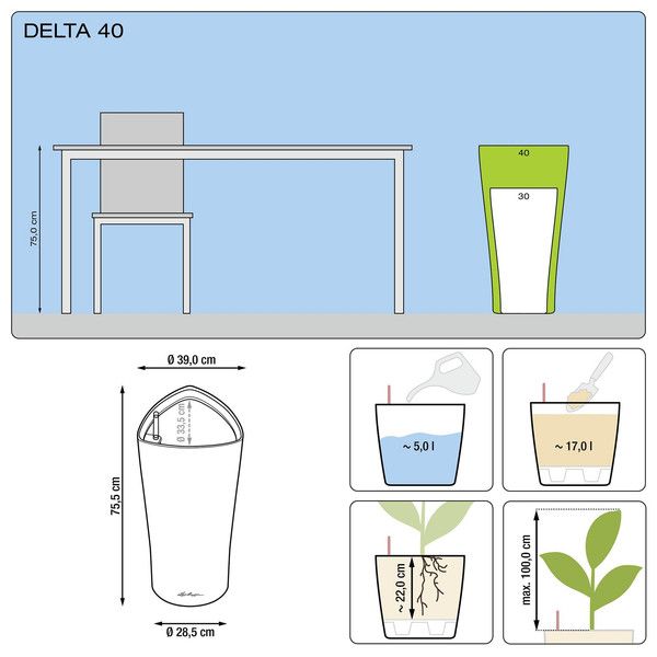 Розумний вазон Lechuza Delta 40 17 л сірий 15543