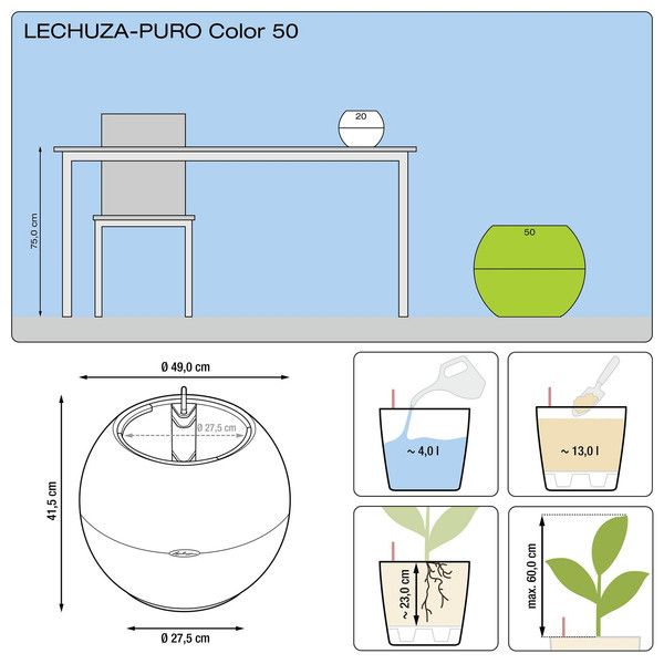Розумний вазон Lechuza Puro Color 50 13 л білий 13340