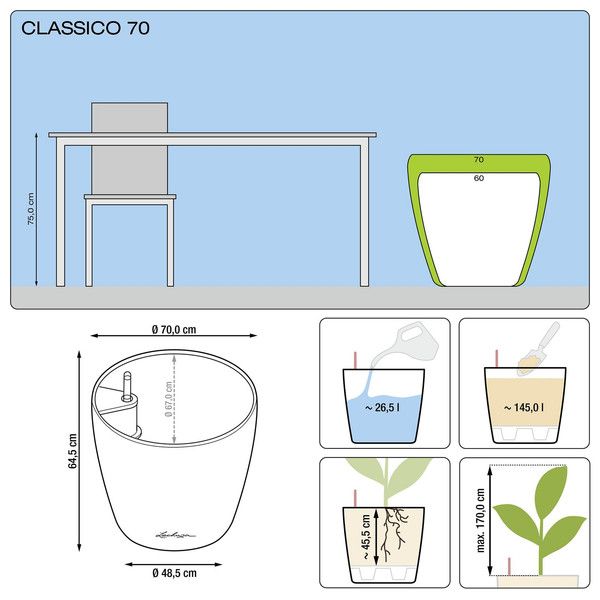 Розумний вазон Lechuza Classico 70 145 л коричневий 14627