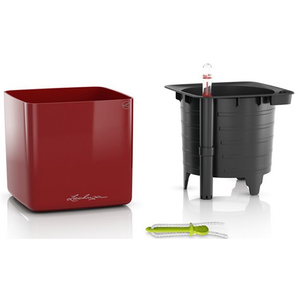 Кашпо Lechuza Cube Glossy 14 яскраво-червоний блискучий 13512