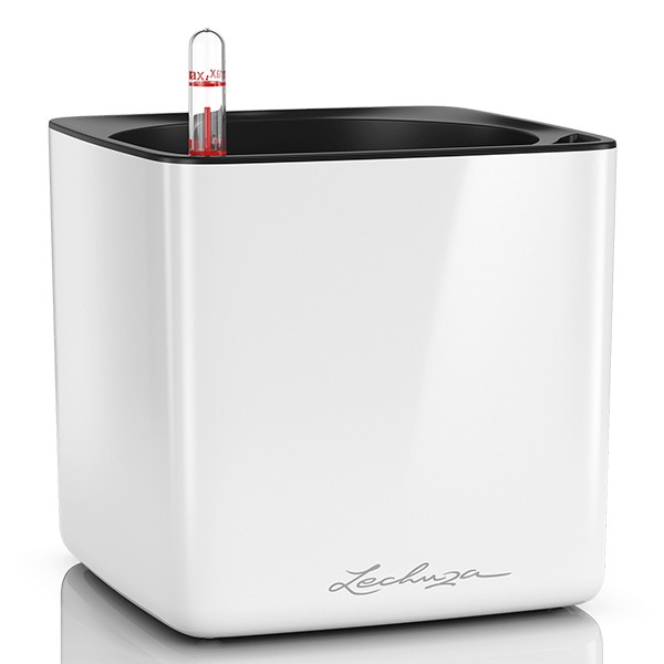 Кашпо Lechuza Cube Glossy 16 білий блискучий 13520