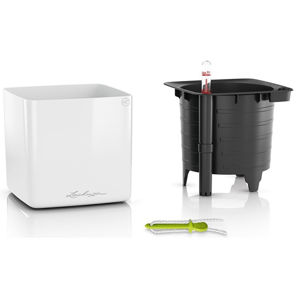 Кашпо Lechuza Cube Glossy 16 білий блискучий 13520