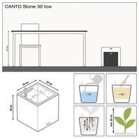 Кашпо Lechuza Canto Stone Low 30 графітово-чорний 13702