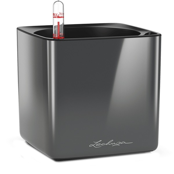 Вазон Lechuza Cube Glossy 14 антрацит 13511