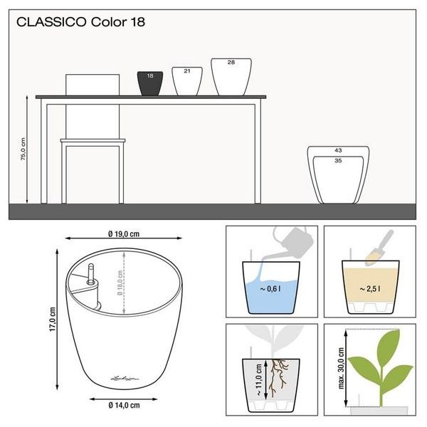 Вазон Lechuza CLASSICO Color 18 Білий 13261