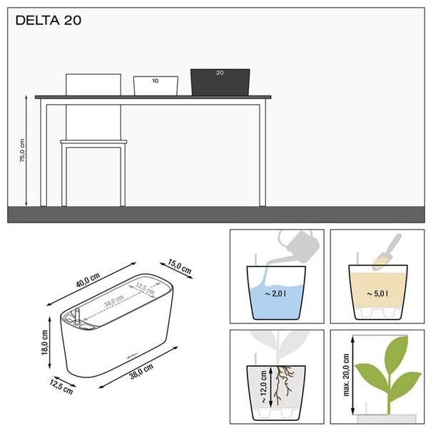 Вазон Lechuza DELTA 20 Білий блискучий 15560