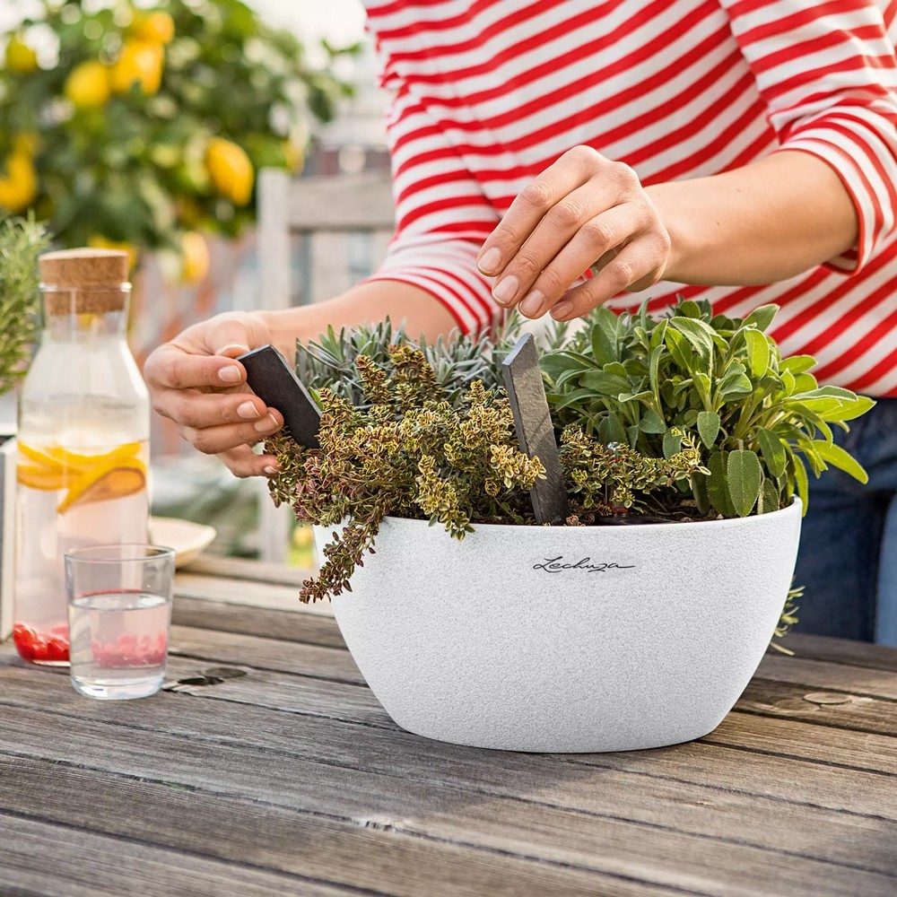 Кашпо Lechuza Cubeto Stone 40 кварцовий білий 13847