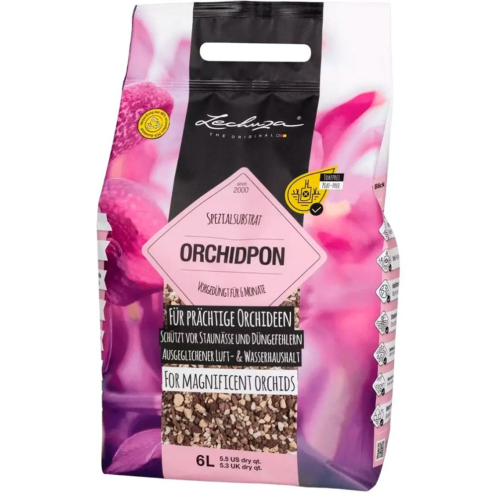 Стабільний неорганічний субстрат Lechuza Orchidpon для орхідей 6 л 19581